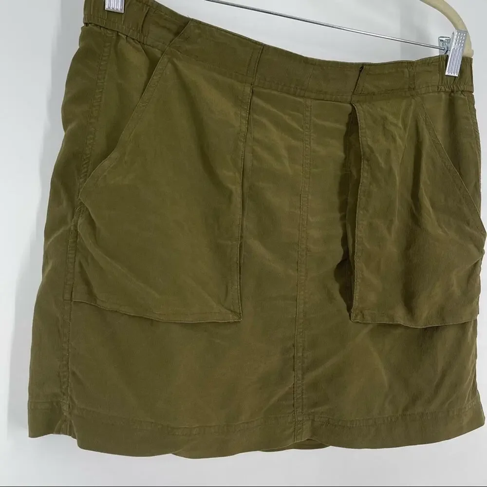 Madewell 100% Silk Lookout Skirt Olive Green‎ Women’s Size Medium
